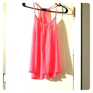 Sheer hot pink razor back cami